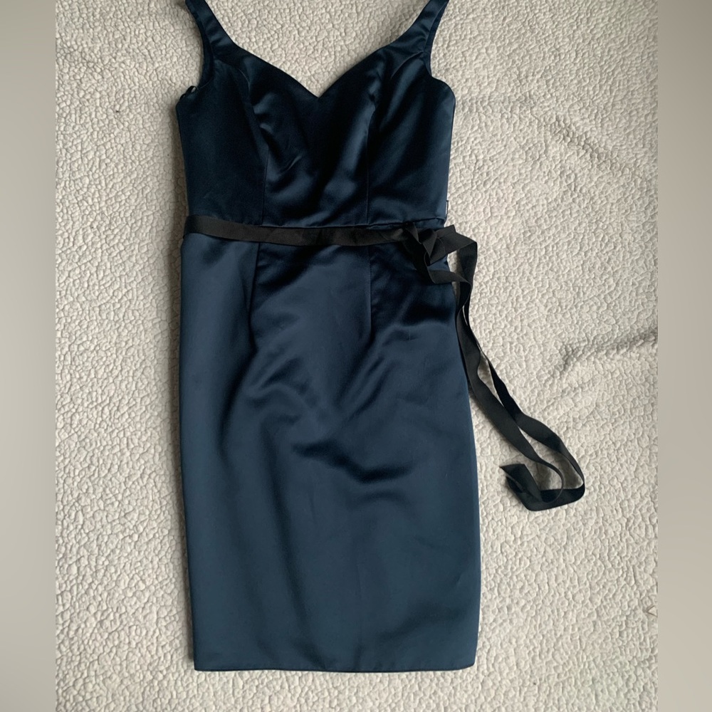 Sorella Vita bridesmaid dress, dark navy with black sash. Size 12